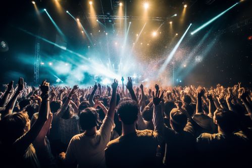 夜晚演唱會(huì)音樂節(jié)歡呼人群剪影人物攝影圖 攝影